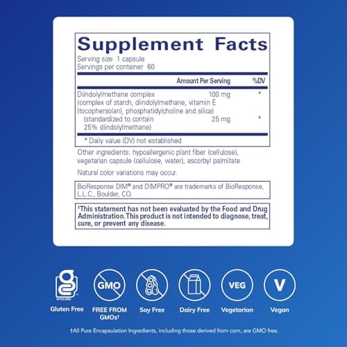 Pure Encapsulations DIMPRO 100 - Diindolylmethane Supplement - for Breast, Cervical & Prostate Health - Gluten Free & Vegan - 60 Capsules