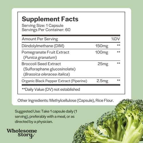 DIM Supplement Women | DIM SGS | Pomegranate, Broccoli and Black Pepper Blend | Estrogen & Hormone Balance for Women | Cell and Tissue Health | 60-Day Supply | Clean Label Project Certified