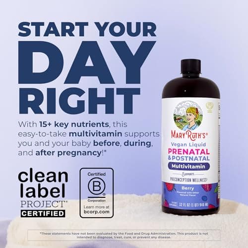 MARYRUTH'S Postnatal & Prenatal Vitamins for Women | Sugar Free | Selenium | Folate | Vegan | Non-GMO | Gluten Free | 32oz