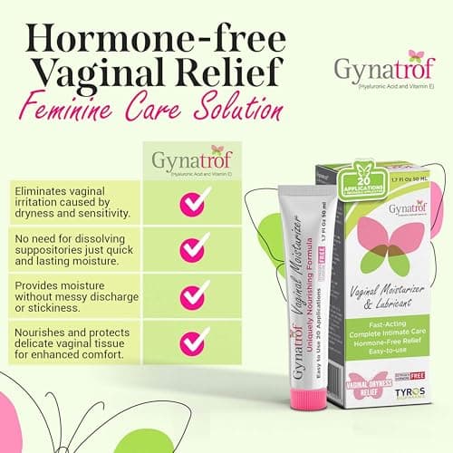 Gynatrof Vaginal Moisturizer, Long-Lasting for Vaginal Dryness & Irritation, Hormone-Free Hyaluronic Acid & Vitamin E Feminine Care, Daily Hydration For Intimate Feminine Care, 1.7 fl oz