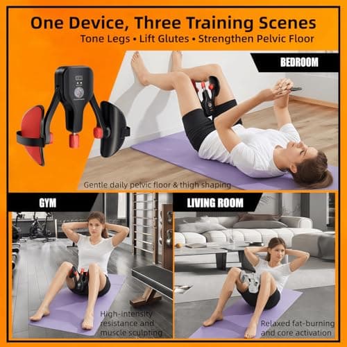 Thigh Trainer for Women & Men, 176LB Adjustable Pelvic Floor Exercise Equipment with LED Display Counter and Resistance Indicator, Inner Thigh Exerciser for Home Gym, Glutes, Legs & ARMS