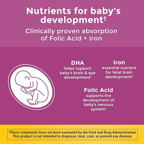 Nature Made Prenatal Vitamins for Women with Folic Acid + DHA, Prenatal Vitamin and Mineral Supplement for Daily Nutritional Support, 60 Softgels, 60 Day Supply