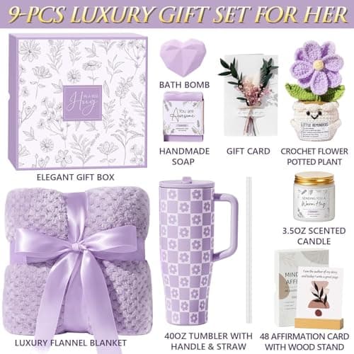 Mothers Day & Birthday Gifts for Women - Get Well Soon Spa Care Package, Luxury Self Care Gift Basket for After Surgery & Cancer Care Inspirational Thinking of You Sympathy Gift Set for Mom Her Friend
