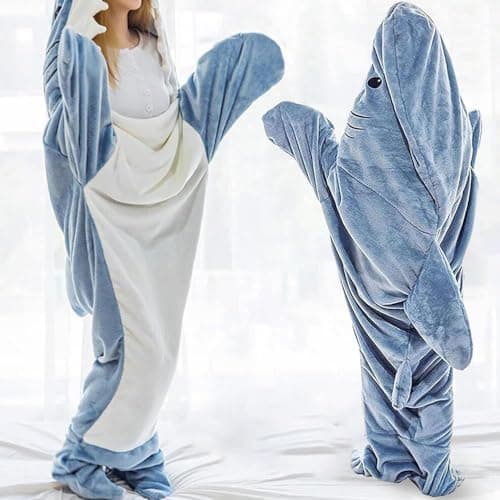 Gudina Shark Blanket Hoodie Onesie, Shark Sleeping Bag for Adult (XL)