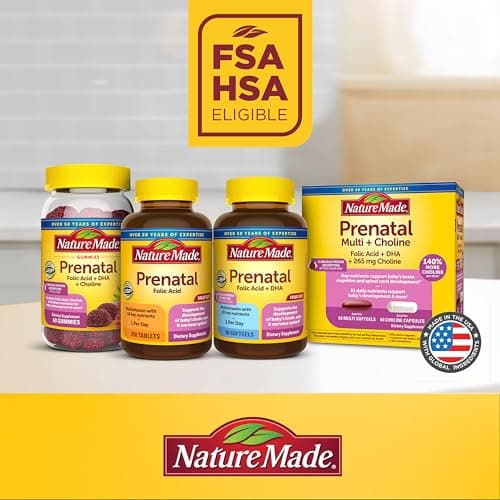 Nature Made Prenatal Vitamins for Women with Folic Acid + DHA, Prenatal Vitamin and Mineral Supplement for Daily Nutritional Support, 110 Softgels, 110 Day Supply