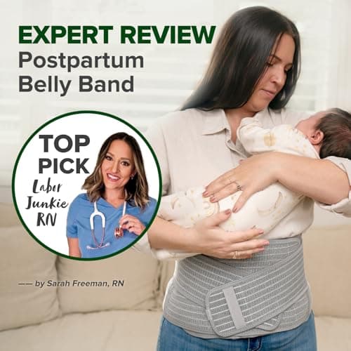 haakaa Postpartum Belly Band, Postpartum Belly Wrap Back Support, Postpartum Essentials for Natural Delivery and C-Section Recovery, Belly Binder, Natural Latex, M Grey