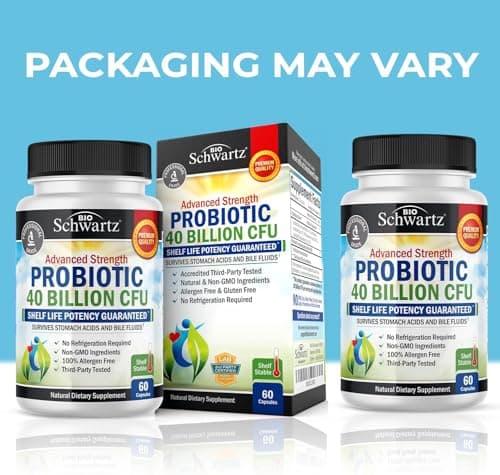 BioSchwartz Daily Probiotic Nutritional Supplement - 40 Billion CFU for Gut Health - Probiotics for Men and Women - Digestive Health with Astragalus & Lactobacillus - Shelf Stable - 60 Count