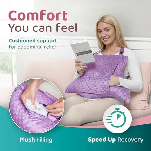 Zomaple Recovery Hysterectomy Pillow with Strap & Gel Pack – Post Abdominal Surgery Must Haves – Ideal for C-Section, Laparoscopic & Hernia Healing Comfort