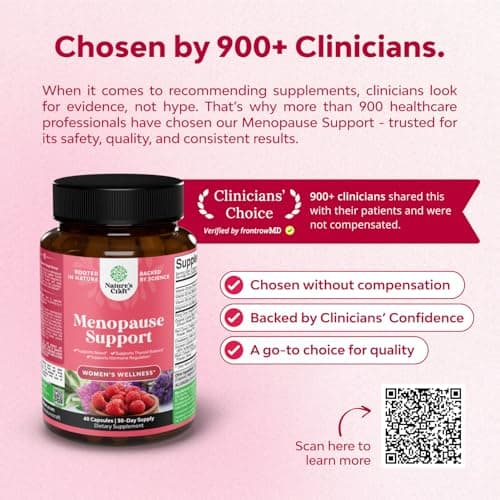 Natures Craft Complete Herbal Menopause Supplement for Women - Female Hormone Balance Capsules for Night Sweats Hot Flashes & Mood Swings with Dong Quai, Chaste Berry & Black Cohosh Root - 60 Count