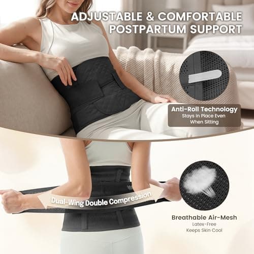 Allaugh Postpartum Belly Band for Women: Abdominal Binder Post Surgery C Section Waist Trainer, Soft Fabric Abdominal Wrap for All Day, Comfort Non-Itchy, After Birth Recovery Easy Put On and Take Off