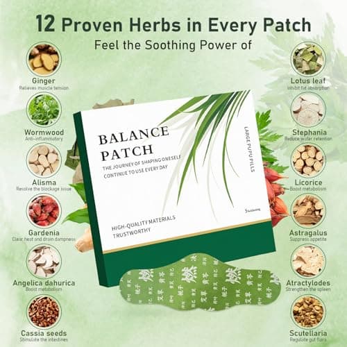 Herbal Patch Pad Balance – Mugwort Herbal Navel Patches for Menstrual Cramp Relief, Supporting Reduced Bloating Appearance, Promotes Abdominal Comfort Non-Irritating Design 1 Boxes 5 Piece (1 Box)