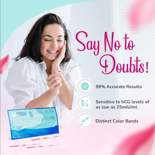 Clinical Guard Pregnancy Tests Strips - Sensitive & Accurate Measurement Within 5 mins - Early Detection Pregnancy Test Strip - Easy to Use for Home Tests - HCG Test Strip Kit - 25 Count
