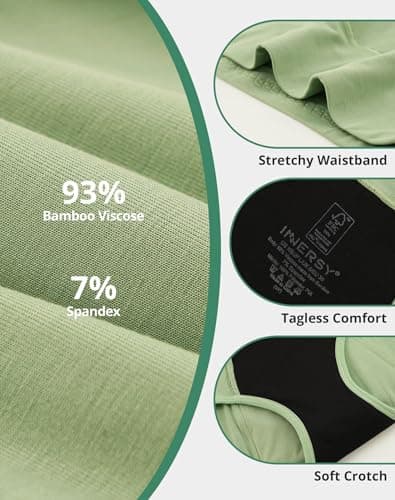 INNERSY Women's Bamboo Viscose Heavy Flow Period Underwear High Waisted Leakproof Panties 3 Pack(Large,Black/Gray/Green)