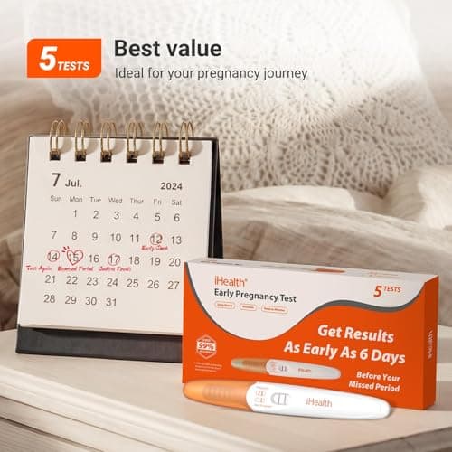 iHealth Pregnancy Test 5-Pack Value Kit - Ultra Sensitive Early Detection(10mIU/mL) - Over 99% Accurate Early Pregnancy Test - Multi-Pack Pruebas De Embarazo for Reliable Home Tracking