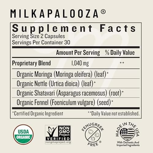 Legendairy Milk Milkapalooza Lactation Supplement for Breastfeeding Moms, Increase Breast Milk Supply with Organic Moringa, Fennel, Nettle, & Shatavari, Vegan Postpartum Essentials Fenugreek-Free 60ct