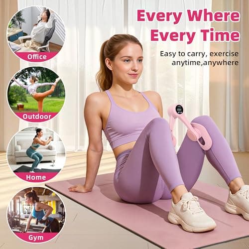 Thigh Trainer Master, Pelvic Floor Strengthening Device with Display Counter Hip Trainer Kegel Exerciser, Leg Inner Thigh Pelvic Floor Muscle Trainer, Thigh Exercise Workout Equipment for Home (Pink)