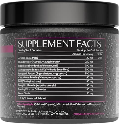 Formulation Factory Hormone Balance for Women - She's Obsessed Vitality Complex with Maca Root & Ashwagandha - Libido & Mood Support - 120 Capsules, 2 Month Supply