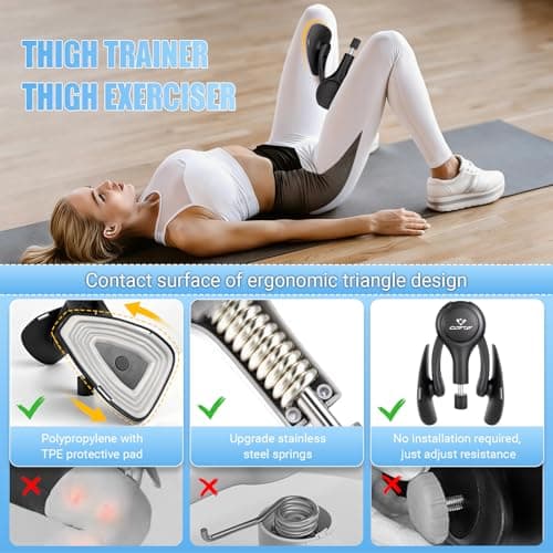 Thigh Trainer for Women, 15-70LB Adjustable Resistance Inner Thigh Exerciser for Pelvic Floor Muscle Repair, Thigh Trainer Kegel Exercise for Shaping, Yoga & Weight Loss at Home Gym - Black Gray