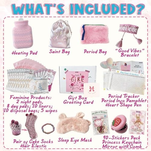 First Period Kit for Girls 9-12 | 50 PC MultipieYo Teen Preteen Tween Period Starter Kit for Girls 10-12 | 1st Period Gifts | Period Packs for Young Girls First Time