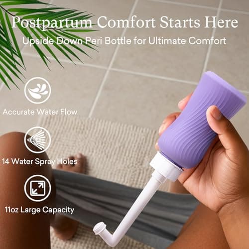 PurComfy 18 Pcs Postpartum Essentials Recovery Kit, Includes 5 Disposable Underwear, 24 Perineal Pad Liners, Perineal Care Foam, 5 Instant Ice Pads, Peri Bottle and 5 Postpartum Pads
