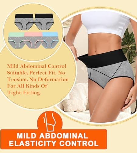 MISSWHO Womens Underwear Cotton, Underwear Women Pack High Waisted Tummy Control Panties Postpartum C Section Ladies Briefs Large.