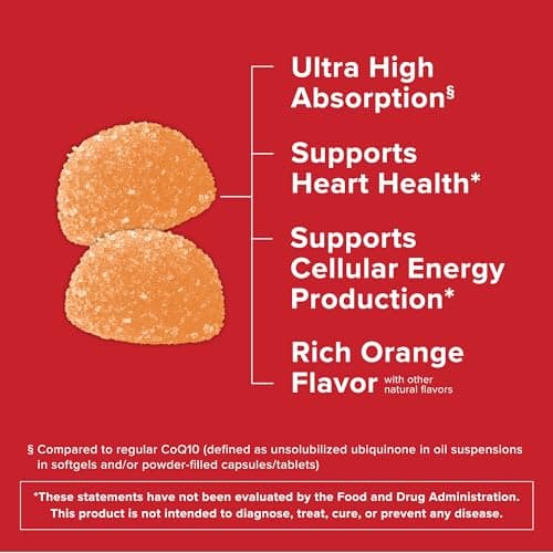Qunol CoQ10 Gummies, CoQ10 100mg, Delicious Gummy Supplements, Helps Support Heart Health, Vegan, Gluten Free, Ultra High Absorption, 2 Month Supply (60 Count, Pack of 2)