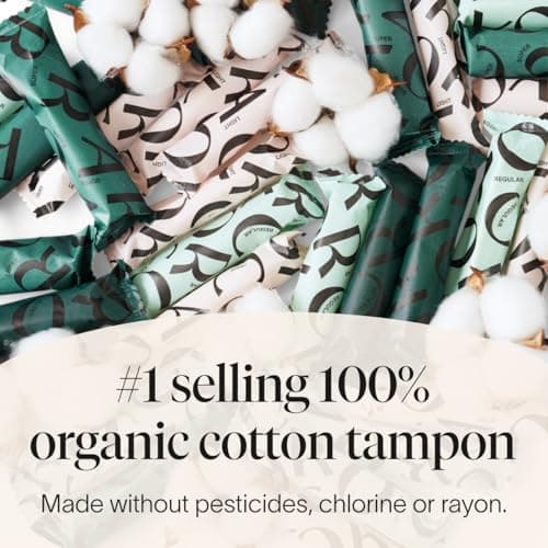 Cora Organic Cotton Tampons Multipack (18 Light, 18 Regular Tampons)