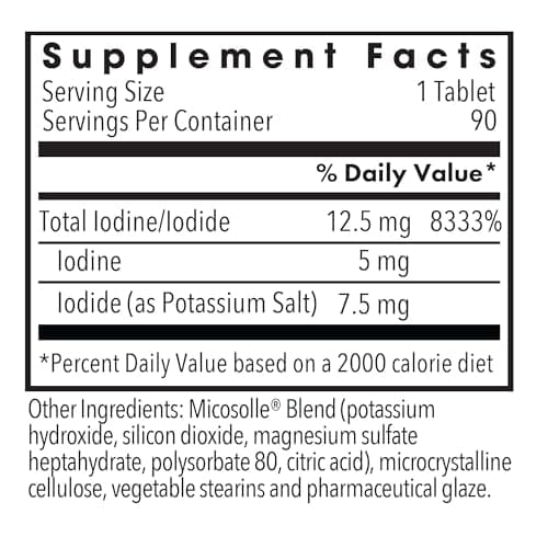 ARG Optimox Iodoral 12.5 mg - Iodine & Potassium Iodide Supplement for Thyroid & Metabolic Balance Support - Free of Soy & Gluten - 90 Servings - 90 Tablets