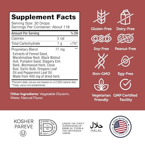 Zahler - ParaGuard Liquid Drops - Gut Health Supplement - Formula has Wormwood, Garlic Bulb, Pumpkin Seed, Clove & More - Natural Support for Humans - Certified Kosher (4 Oz) (4 oz., Drop)
