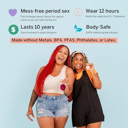 Pixie 2 Menstrual Discs for Feminine Care - 100% Medical-Grade Silicone - Ranked 1 for Softest Reusable Period Disc - Removes Like a Tampon - Wear 12 Hours - Capacity of 5 and 7 Tampons