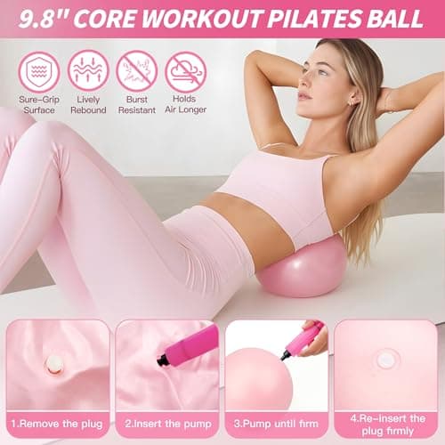 NANATI Pilates Kit 17PCS,Pilates Essential Kit for Women, Pilates Equipment with 14.5" Pilates Ring and Ball,8 Resistance Bands,Dumbbells & Grip Socks Accessories, Home Pilates Workout Kit for Starter