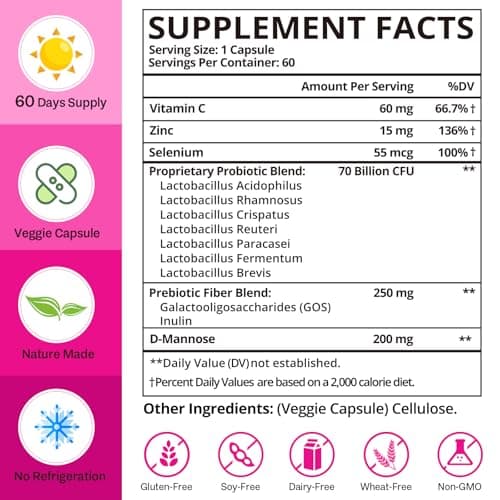 Vaginal Probiotics, 70 Billion CFU Probiotics for Women, 13-in-1 Womens Probiotic & Organic Prebiotics for Vaginal, Urinary, pH Balance, Immune, Gut & Digestive, Bloating Health - 2 Months Supply