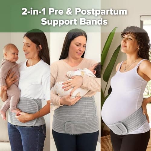 haakaa Pregnancy Belly Band & Postpartum Belly Band 2-In-1 Support Wrap, Natural Latex, One Size