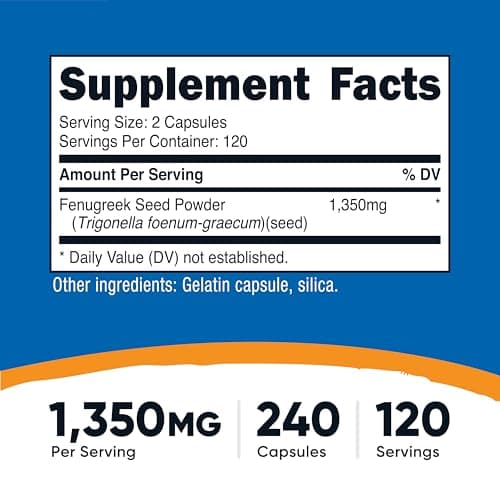 Nutricost Fenugreek Seed 1350mg, 240 Capsules - Gluten Free, Non-GMO, 675mg Per Capsule