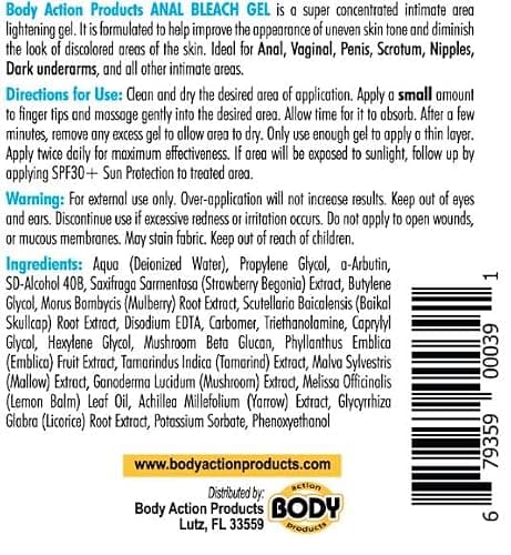 Adiva Intimates 3pk Body Action Anal Bleaching Gel for intimate body action vaginal, anal bleach (.30fl oz)