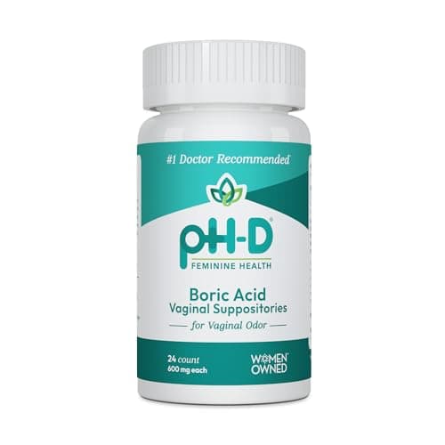 pH-D Feminine Health - 600 mg Boric Acid Suppositories - Woman Owned - for Vaginal Odor Use - 24 Count