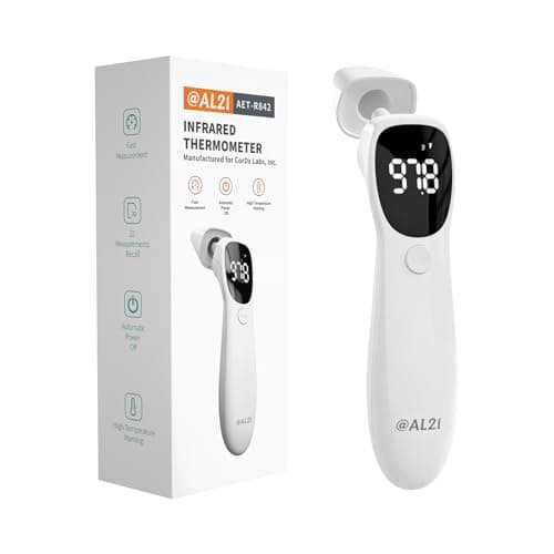 @AL21 Dual Mode Thermometer for Adults, Kids, and Babies – Infrared Digital Forehead and Ear Thermometer, No Touch with Fever Alarm and Fast Results