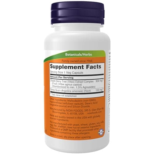 NOW Supplements, Chaste Berry Vitex Extract 300 mg with Dong Quai, Women's Health*, 90 Veg Capsules