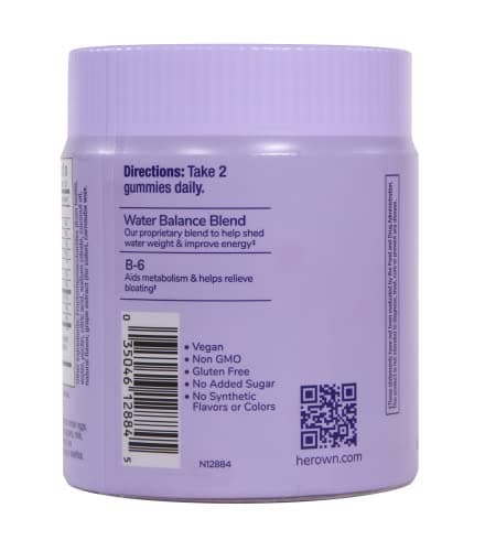 her own Debloat Gummy, Bloating and Gas Relief, Helps Reduce Water Retention, Supports Energy, with Apple Cider Vinegar and Dandelion, Gluten and Soy Free, Vegan, 60 Gummies, 60 Servings