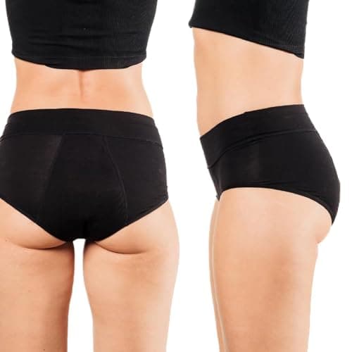 Bambody Absorbent Panties, Period Underwear for Women and Teens - All-Day Long - Overnight Protection-, Leakproof - Large - 3 Pack: Black