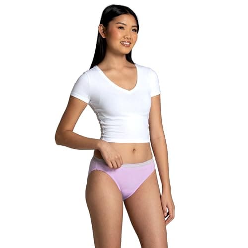 Fruit of the Loom Womens Eversoft Cotton Underwear Multipacks, Tag Free & Breathable, Available in Plus Size - Bikini - Assorted Color Heathers, 7