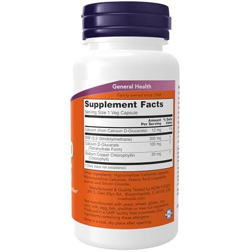 NOW Foods Supplements, DIM 200 (Diindolylmethane) with Calcium D-Glucarate, 90 Veg Capsules