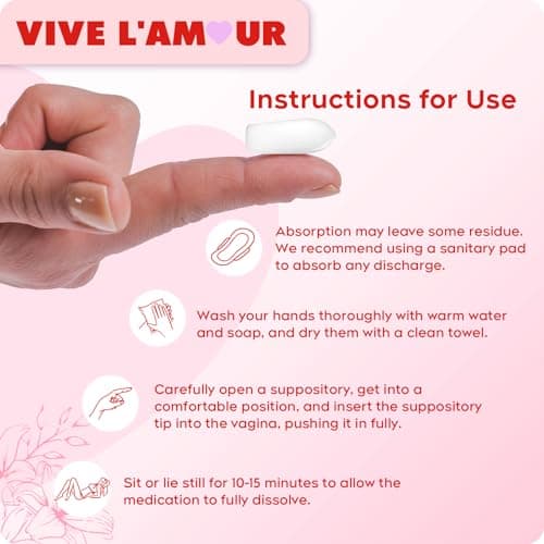 Vive L'Amour HyaloGYN Vaginal Moisturizing Suppositories | Effective Relief for Yeast Infection Symptoms Like Burning, Itching, and Abnormal Discharge | Supports pH Balance | 12 Count