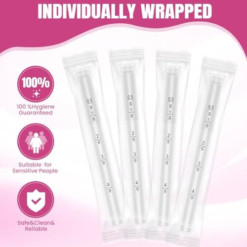 30 Pack Disposable Vaginal Suppository Applicator for Women, Fits Most Lubricants Creams Gels Pills Tablet Suppositories, Threaded End, Soft & Small Tip, with Dosage Markings, Individually Wrapped