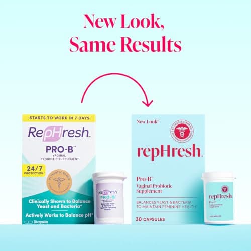 RepHresh Pro-B Vaginal Probiotic Supplement, Probiotics for Women, Balances Yeast and Bacteria to Maintain Feminine Health, Daily Oral Capsules, 30 Count