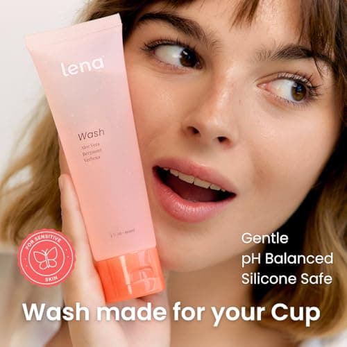 Lena Menstrual Cup Wash - Plant-Based Cleaner for Period Cup and Disc, Concentrated pH Balanced 1-Drop Soap for Medical-Grade Silicone, Lifts Residue and Odor, Naturally-Scented for No Irritation