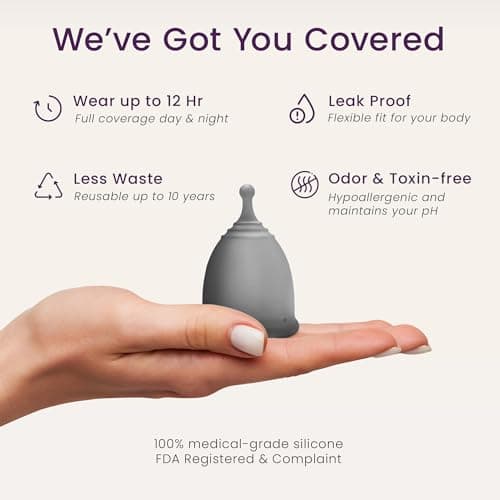 EcoBlossom Reusable Menstrual Cup and Case - The Most Reliable Medical Grade Silicone Period Cups - Comfortably use for 12 Hours (Small/Large (Pack of 2), Gray Cup & Case)
