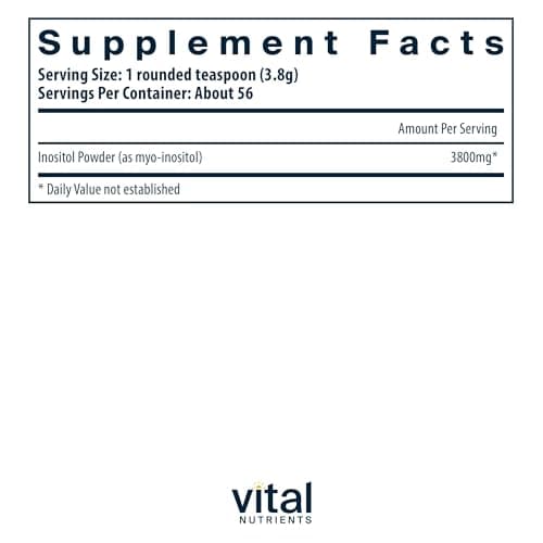 Vital Nutrients Inositol Powder - Myo Inositol Supplement for Women and Men - Supports Energy, Nervous System, Metabolism & Ovarian Function* - Vegan, Gluten, Dairy, Soy Free - 56 Servings