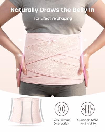 Nuliie Postpartum Belly Wrap with V-Shaped Cross Support, Breathable Postpartum Belly Band for Use After C-Section or Vaginal Birth, Adjustable Belly Binder Postpartum for Daily Postpartum Wear,M