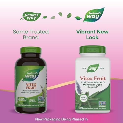 Nature's Way Vitex Fruit, Traditional Menstrual Cycle Support*, Traditional Women's Health Support*, Chasteberry Supplement for Women, Vegan, 320 Capsules (Packaging May Vary)